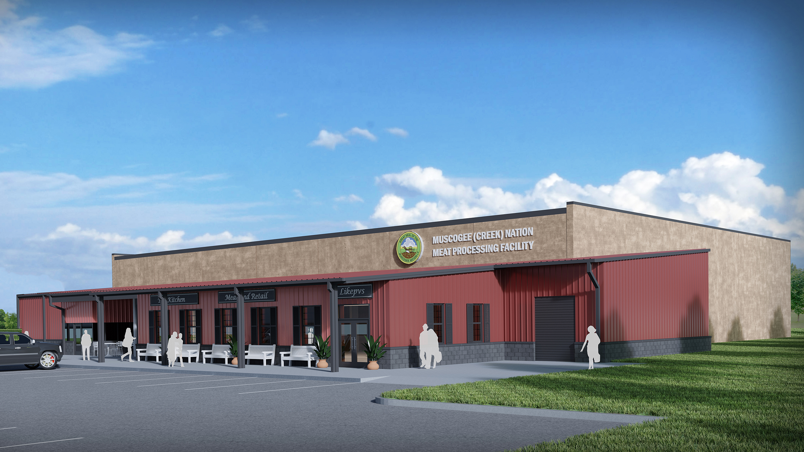 Exterior rendering of the Muscogee Nation's Meat Processing Facility